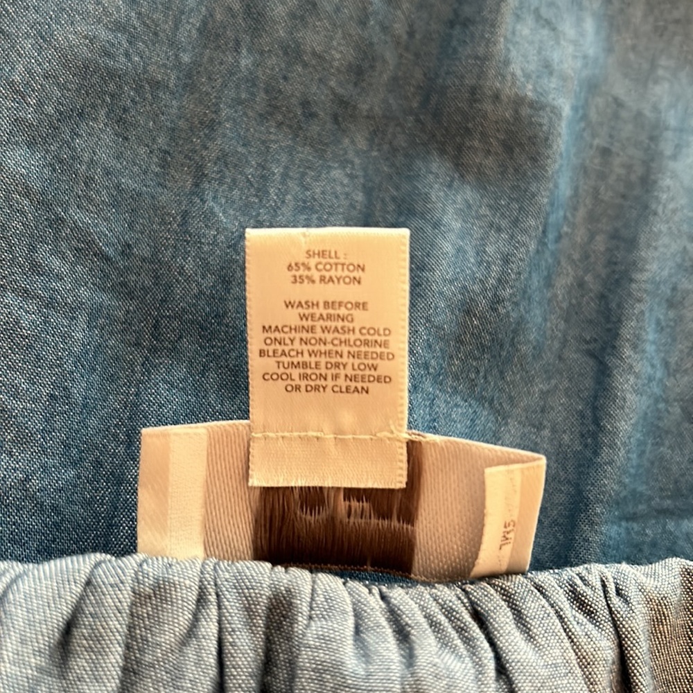 Loft Drop Waist Denim Look Chambray Summer Sundress Size XS - Picture 7 of 8